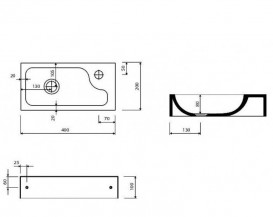 Раковина для ванной Marmorin Elara 4 40х20 см литой камень белый 420 040 020 xx x
