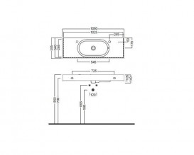 Раковина подвесная Hatria Area 106х35.5 см санфарфор белый Y0Q901