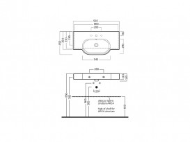 Раковина подвесная Hatria Area 91х45 см санфарфор белый YXA001