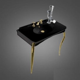 Раковина підвісна з консоллю Kerasan Retro чорна 1049К5