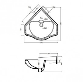 Раковина  подвесная угловая Kerasan Retro керамическая белая 103201