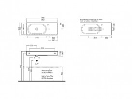 Раковина підвісна/вбудована Hatria Area 90.5х35.2 см чаша зліва санфарфор білий Y0UE01