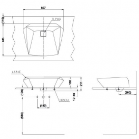 Раковина TOTO Jewelhex накладная прямоугольная керамика белый LW681B
