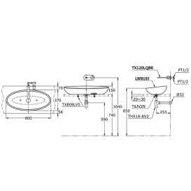 Раковина TOTO Le Muse накладная овальная керамика белый LW819J