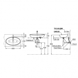 Раковина TOTO Le Muse накладная овальная керамика белый LW818J