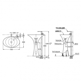 Раковина TOTO Le Muse напольная овальная керамика белый LW817J