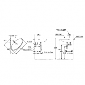 Раковина TOTO Le Muse угловая керамика белый LW815CJ