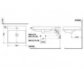 Раковина TOTO врізна прямокутна кераміка білий LW1615B