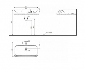 Раковина TOTO MH накладная прямоугольная керамика белый LW10035G