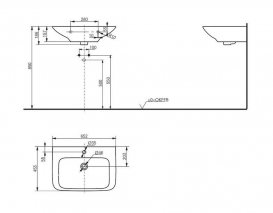 Раковина TOTO MH подвесная прямоугольная керамика белый LW10064G