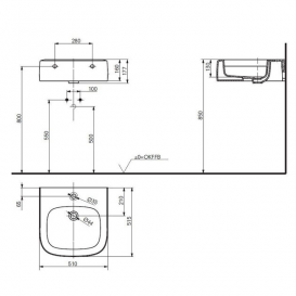 Раковина TOTO NC подвесная прямоугольная керамика белый LW767Y