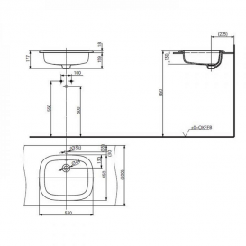 Раковина TOTO Public врезная прямоугольная керамика белый LW763Y