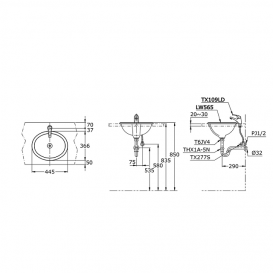 Раковина TOTO врезная круглая керамика белый LW565