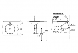 Раковина TOTO врезная круглая керамика белый LW530J
