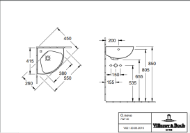 Раковина угловая Villeroy & Boch O.novo 41,5х41,5 см санитарная керамика CeramicPlus альпийский белый 732740R1