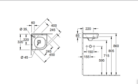 Раковина угловая Villeroy & Boch O.novo 40х32 см санитарная керамика CeramicPlus альпийский белый 731033R1