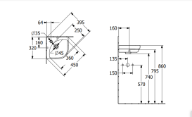 Раковина кутова Villeroy & Boch Subway 3.0 32х32 см санітарна кераміка альпійський білий 43714601