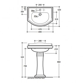 Раковина в ванну підвісна Kerasan Retro напівкругла чорна 104604