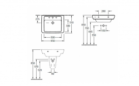 Раковина в ванную прямоугольная 65х51см Villeroy&Boch Verity Design 51036501