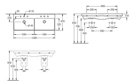 Раковина Villeroy&Boch Avento 120х47 см подвійна санітарна кераміка альпійський білий 4A23CK01
