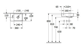 Раковина Villeroy&Boch Avento 36х22 см чаша праворуч санітарна кераміка CeramicPlus кам'яний білий 43003RRW