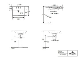 Раковина Villeroy & Boch Avento 60х47 см с переливом санитарная керамика CeramicPlus альпийский белый 415860R1