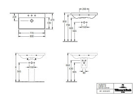 Раковина Villeroy & Boch Avento 80х47 см із переливом санітарна кераміка CeramicPlus кам'яний білий 415680RW