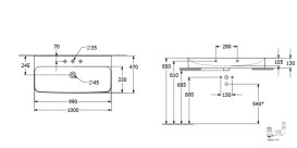 Раковина Villeroy & Boch Finion 100х47 см із прихованим переливом TitanCeram CeramicPlus кам'яний білий 41681BRW