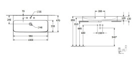 Раковина Villeroy&Boch Finion 100х47 см без переливу TitanCeram CeramicPlus альпійський білий 41681HR1