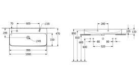 Раковина Villeroy & Boch Finion 100х47 см без переливу TitanCeram CeramicPlus кам'яний білий 41681LRW