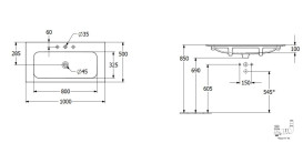 Раковина Villeroy & Boch Finion 100х50 см без переливу TitanCeram CeramicPlus білий альпійський 4164A2R1