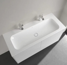 Раковина Villeroy & Boch Finion 120х50 см без перелива TitanCeram CeramicPlus альпийский белый 4164C1R1