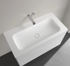 Раковина Villeroy & Boch Finion 100х50 см нешлифованная без перелива TitanCeram CeramicPlus каменный белый 4164A3RW