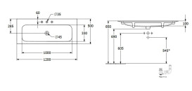 Раковина Villeroy & Boch Finion 120х50 см без перелива TitanCeram CeramicPlus каменный белый 4164C2RW