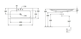 Раковина Villeroy & Boch Finion 120х50 см із прихованим переливом TitanCeram CeramicPlus кам'яний білий 4164CBRW