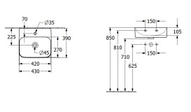 Раковина Villeroy & Boch Finion 43х39 см із прихованим переливом TitanCeram CeramicPlus альпійський білий 436444R1