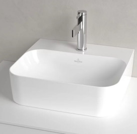 Раковина Villeroy & Boch Finion 43х39 см шлифованная со скрытым переливом TitanCeram CeramicPlus альпийский белый 43644CR1