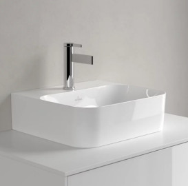 Раковина Villeroy & Boch Finion 43х39 см шлифованная со скрытым переливом TitanCeram CeramicPlus альпийский белый 43644CR1