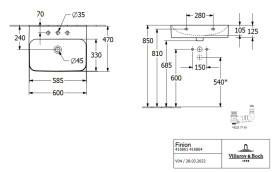 Раковина Villeroy&Boch Finion 60х47 см без переливу TitanCeram CeramicPlus альпійський білий 416861R1