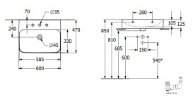 Раковина Villeroy&Boch Finion 60х47 см без переливу шліфована TitanCeram CeramicPlus альпійський білий 41686LR1
