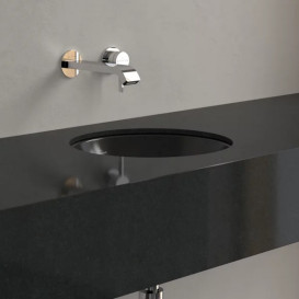 Раковина Villeroy & Boch Loop & Friends ⌀33 см с переливом TitanCeram CeramicPlus Ebony (черный матовый) 4A5100S5