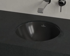 Раковина Villeroy & Boch Loop & Friends ⌀33 см с переливом TitanCeram CeramicPlus Ebony (черный матовый) 4A5100S5