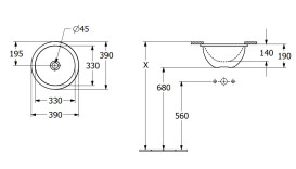 Раковина Villeroy & Boch Loop & Friends ⌀33 см с переливом TitanCeram CeramicPlus Ebony (черный матовый) 4A5100S5