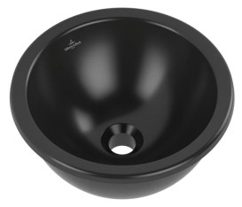Раковина Villeroy & Boch Loop & Friends ⌀33 см с переливом TitanCeram CeramicPlus Ebony (черный матовый) 4A5100S5