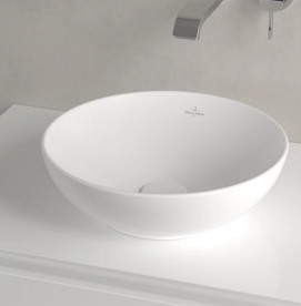 Раковина Villeroy & Boch Loop & Friends ⌀38 см з переливом TitanCeram CeramicPlus кам'яний білий 4A4500RW