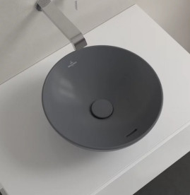 Раковина Villeroy & Boch Loop & Friends ⌀38 см с переливом TitanCeram CeramicPlus графит 4A4500i4