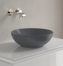 Раковина Villeroy & Boch Loop & Friends ⌀38 см с переливом TitanCeram CeramicPlus графит 4A4500i4