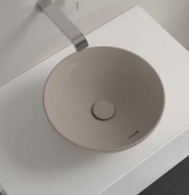 Раковина Villeroy & Boch Loop & Friends ⌀38 см з переливом TitanCeram CeramicPlus мигдаль 4A4500AM