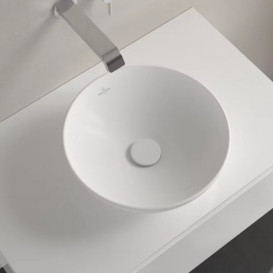 Раковина Villeroy & Boch Loop & Friends ⌀38 см без переливу TitanCeram CeramicPlus кам'яний білий 4A4501RW