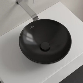 Раковина Villeroy & Boch Loop & Friends ⌀38 см без перелива TitanCeram CeramicPlus Ebony (черный матовый) 4A4501S5